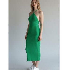 Elegant Green Halter Dress
